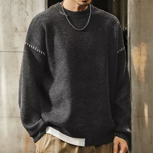 【OUTLET/即納】クラフトステッチ ラグランニットセーター P1158
