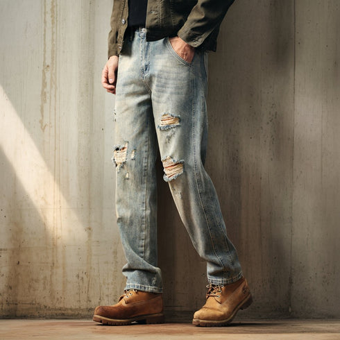 Damaged Wash Relax Jeans P1773