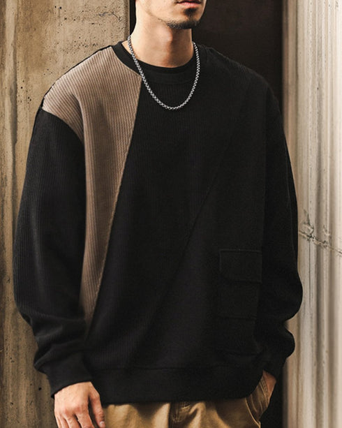 Contrast Line Design Pocket Sweatshirt P1572