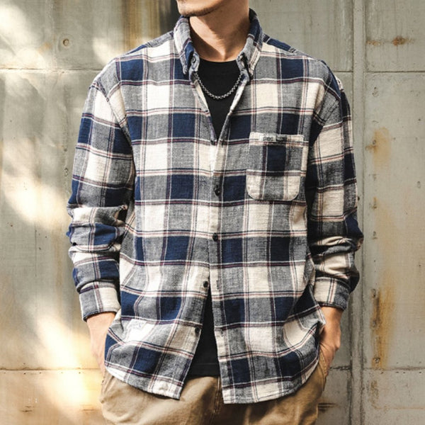 Plaid Long-sleeved Shirt P0085