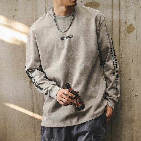 Acid Tone Sleeve Print Long Sleeve T-Shirt P1595