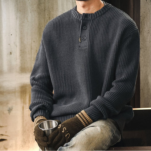 Henley Neck Knit Sweater P1650
