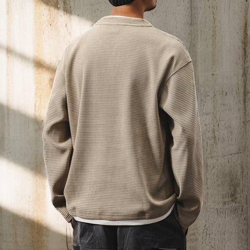 Fake Two-piece Waffle Long T-shirt P1665