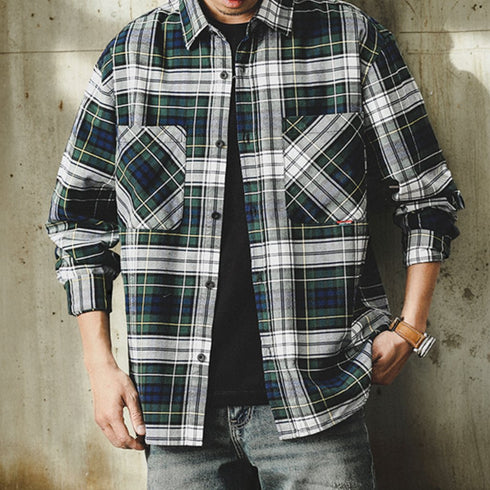 Double Pocket Mixed Check Shirt P1622