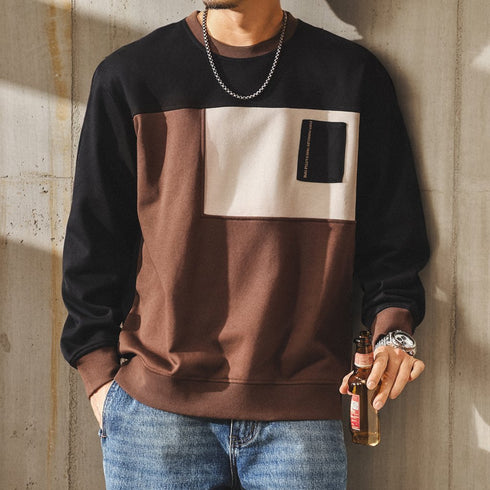 Blocking Design Color Panel Long T-shirt P1848