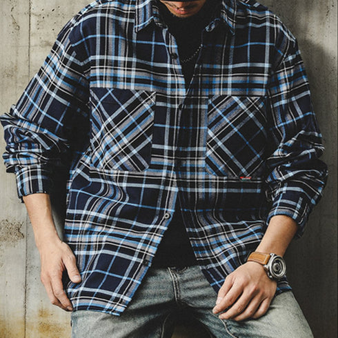 Double Pocket Mixed Check Shirt P1622