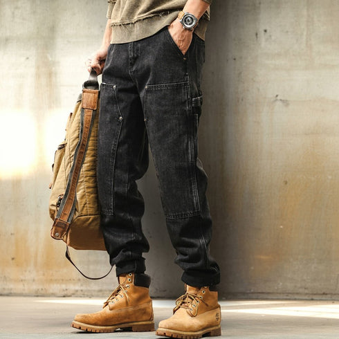 【OUTLET/即納】Double Knee Black Denim Painter Pants P1692