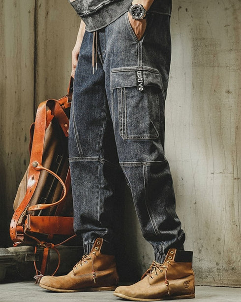 Structured Pocket Cargo Denim Jeans P1539