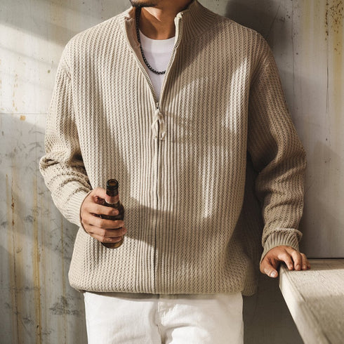 Relaxed Zip-Up Rib Knit P1835