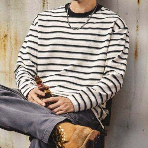 Border Crew Neck Long Tee P1686