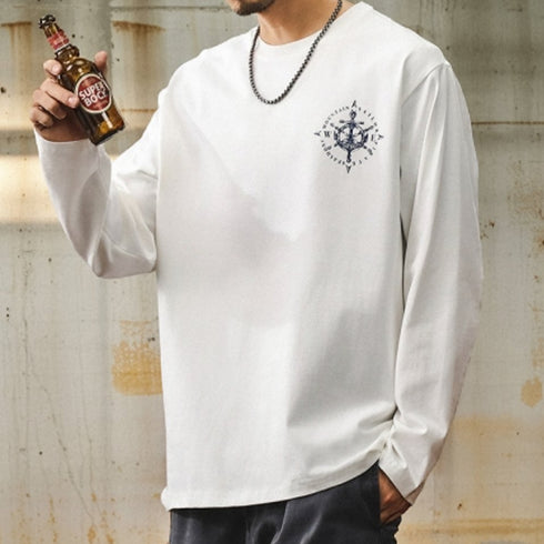 Simple Line Motif Long Sleeve T-Shirt P1602