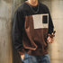 Blocking Design Color Panel Long T-shirt P1848