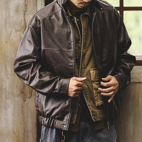 Classic Stand Leather Jacket P1877