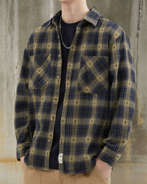 【OUTLET/即納】ヴィンテージパターンチェック長袖シャツ P1594