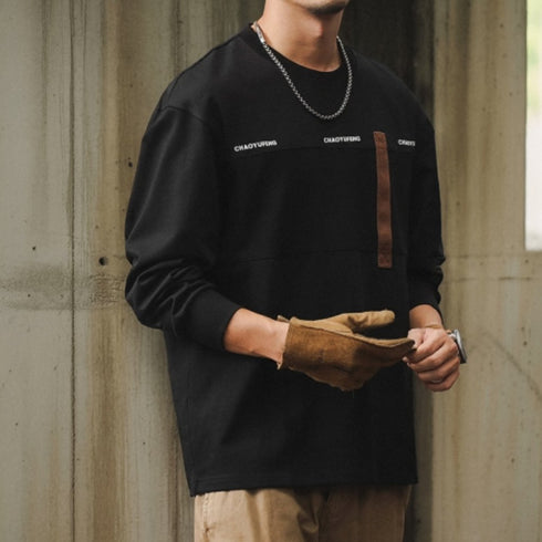 Block Texture Line Long sleeve T-Shirt P1678