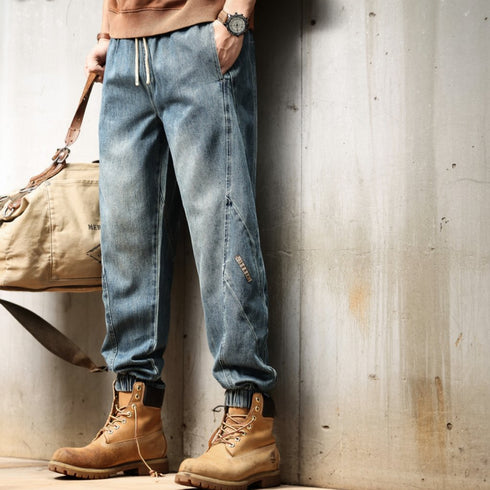 Vintage Wash Denim Jogger Pants P1781