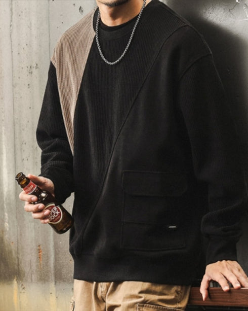 Contrast Line Design Pocket Sweatshirt P1572