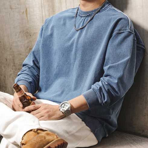 Vintage Like Washed Crew Long sweatshirt P1960