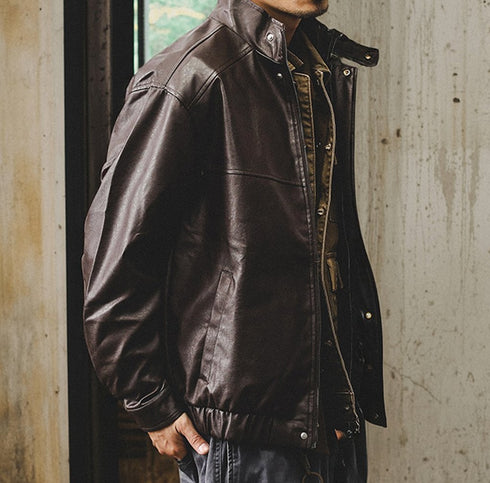 Classic Stand Leather Jacket P1877