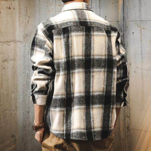Monotone Block Pattern Long Sleeve Shirt P1675