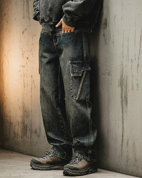 Side Pocket Cargo Denim Jeans P1543
