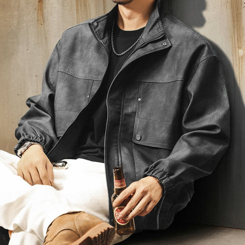 Vintage Like Shape Zip Blouson P1859