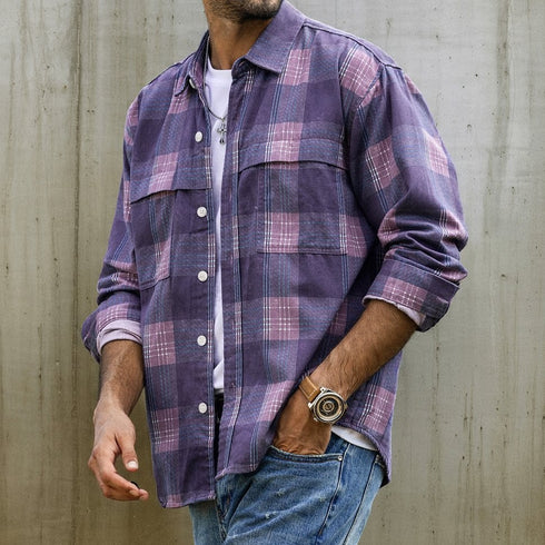 Dusty Purple Check Long Shirt P1964