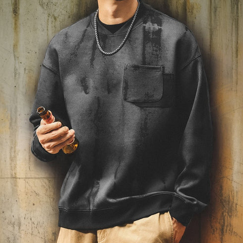 Relax Silhouette Pocket Crewneck Sweatshirt P1849