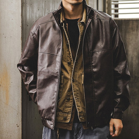 Classic Stand Leather Jacket P1877