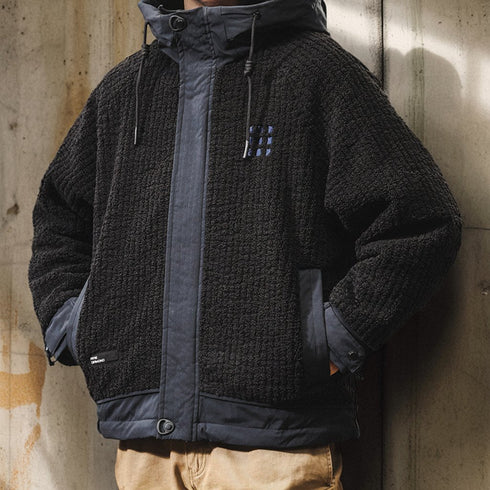 Two-Tone Design Hood Jacket P1873