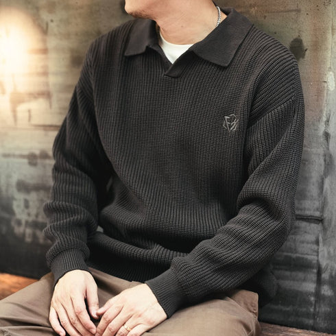 Classic Design Cotton Polo Knit Sweater P1656