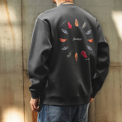 Colorful Feather Circle Back Print Sweatshirt P1837
