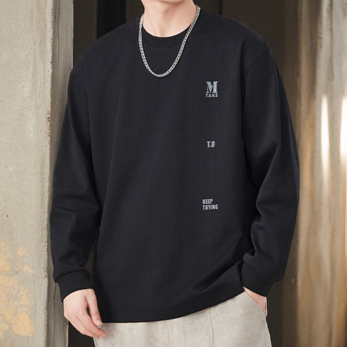 Small Letter Art Message Long Sleeve T-Shirt P1358