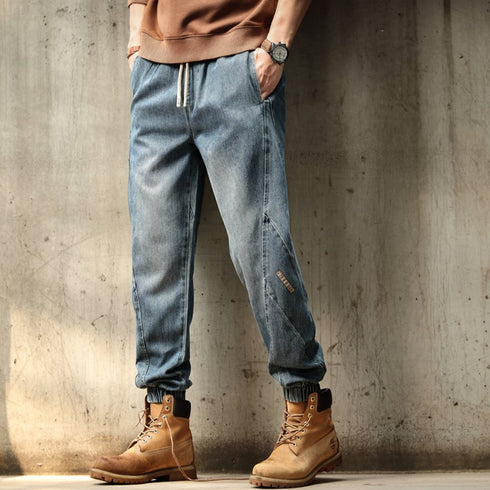 Vintage Wash Denim Jogger Pants P1781