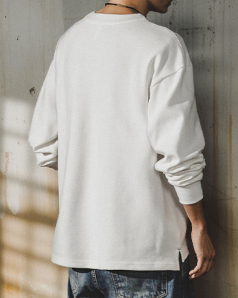 Work Taste Button Detail Long Sleeve Cutsew P1573