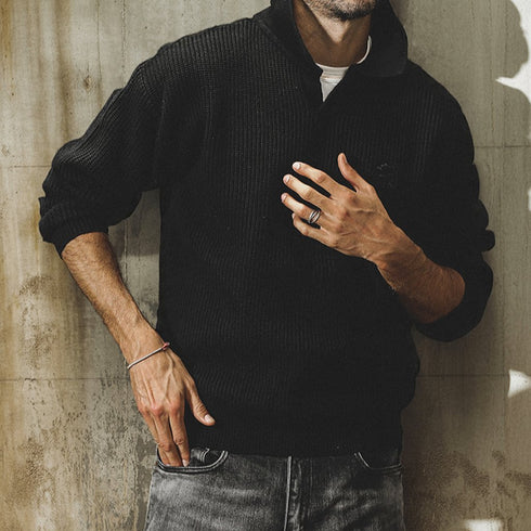 Classic Design Cotton Polo Knit Sweater P1656