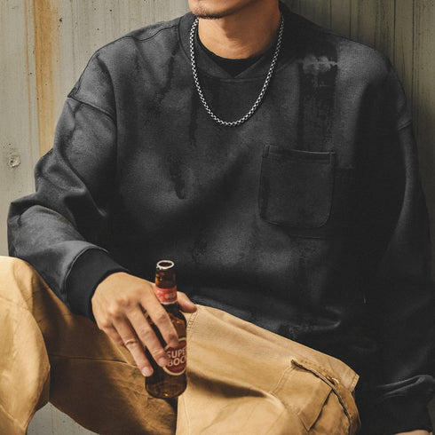 Relax Silhouette Pocket Crewneck Sweatshirt P1849