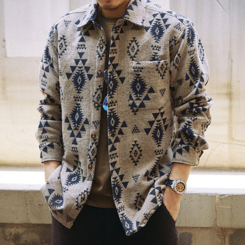 Geometric Native Pattern Shirt Jacket P1783