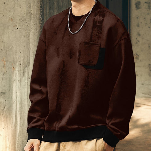 Relax Silhouette Pocket Crewneck Sweatshirt P1849