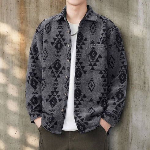 Geometric Native Pattern Shirt Jacket P1783