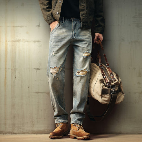 Damaged Wash Relax Jeans P1773