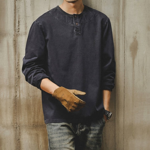 Henley Neck Classic Design Long Sleeve T-Shirt P1738