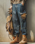 Work Utility Cargo Denim Pants P1538