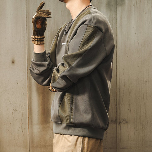 【OUTLET/即納】ミリタリーテイストラインデザイン長袖スウェット P1612