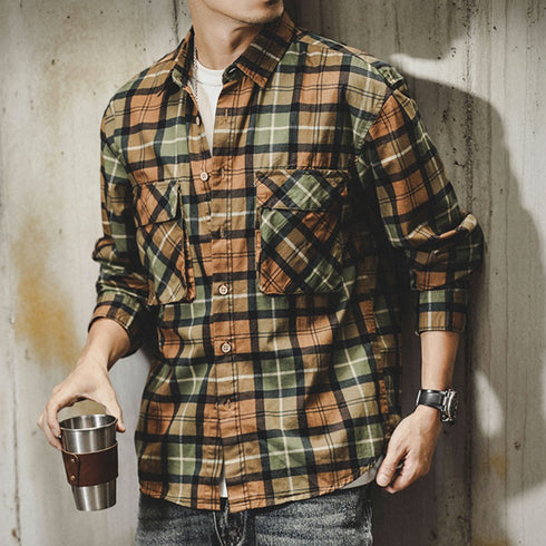 Classic Color Tartan Check Long Sleeve Shirt P1676