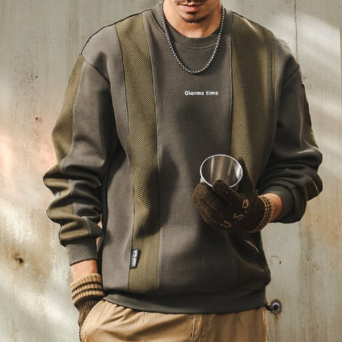 【OUTLET/即納】ミリタリーテイストラインデザイン長袖スウェット P1612