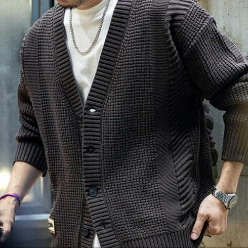 American Heavy V-neck Knit Cardigan P0397