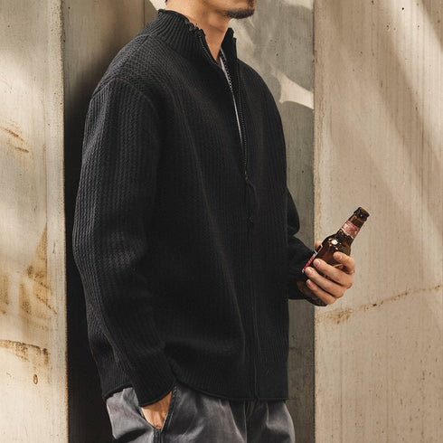 Relaxed Zip-Up Rib Knit P1835