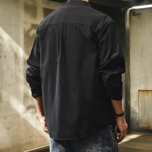 Natural Band Collar Basic Shirt P1822