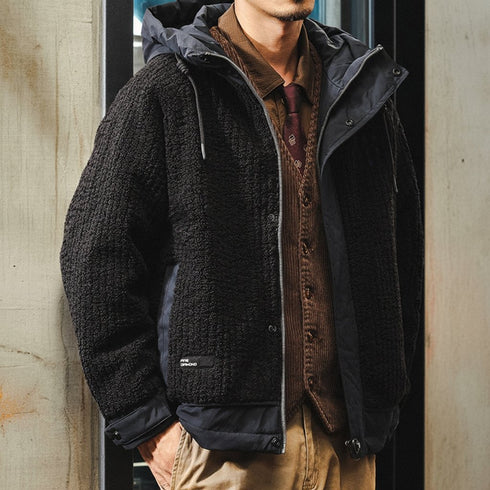 Two-Tone Design Hood Jacket P1873